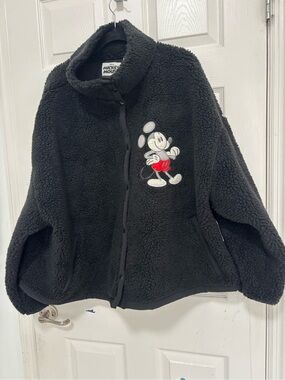 Disney Mickey Mouse Black Sherpa Teddy Fleece Jacket Women’s 3X Oversized Cozy